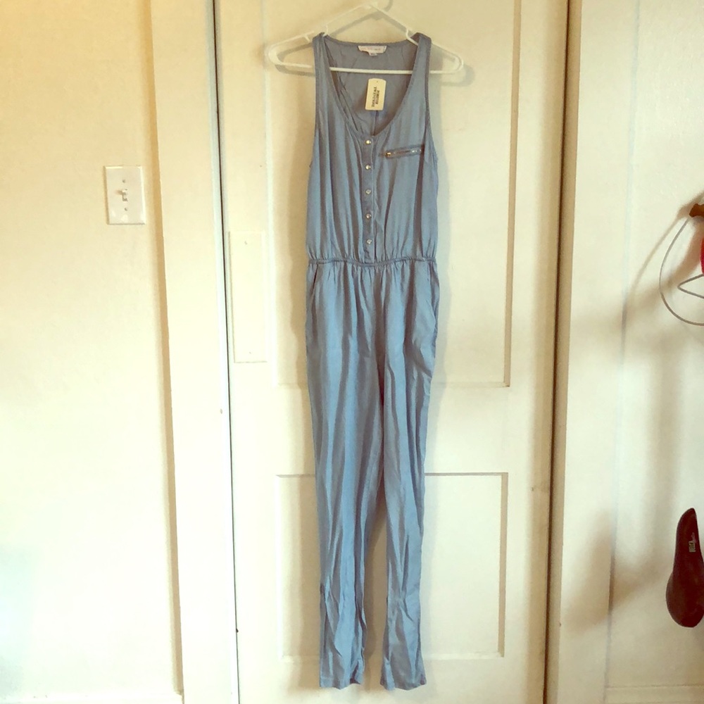 NWT. Linen “Denim” jumpsuit. Size Large.